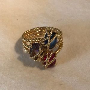 Gorgeous Vintage Braided Gold Jewel Ring